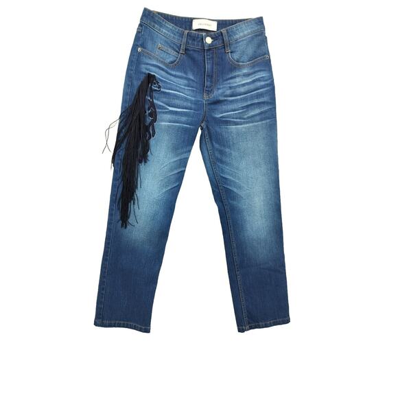 Hellessy Women's Bloomfield Fringe Trim Straight Jeans Size 4 - Picture 8 of 10